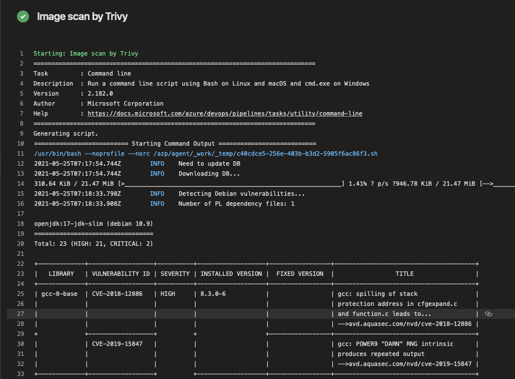 Trivy Scan Vulnerability Report within Azure Pipeline